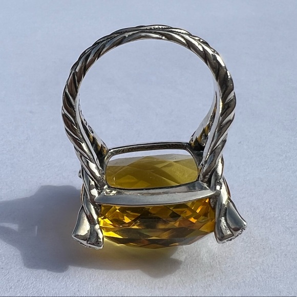 David Yurman Cushion On Point 20x20mm Lemon Citrine & Diamonds Ring sz.7. - Picture 6 of 10